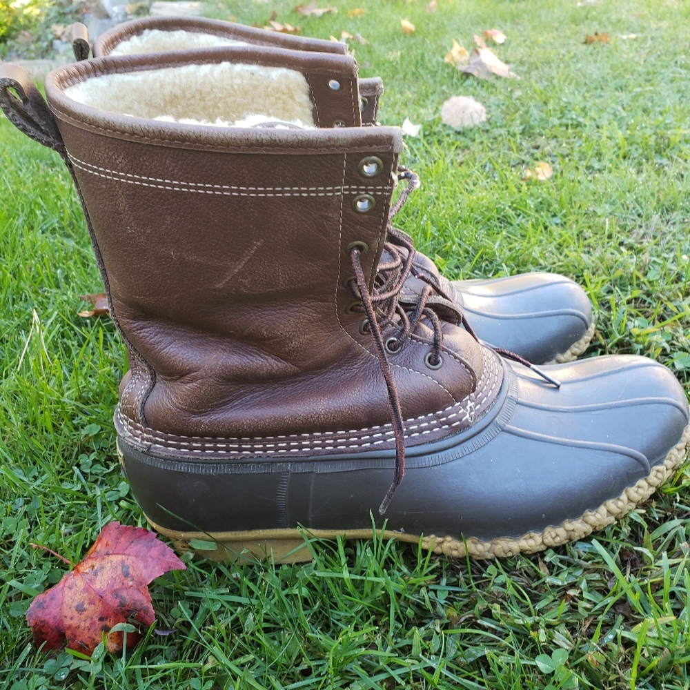 L.L. Bean Brown Shearling Lined Men's Winter Boots 12W